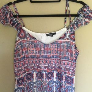 Paisley chiffon long off the shoulder dress